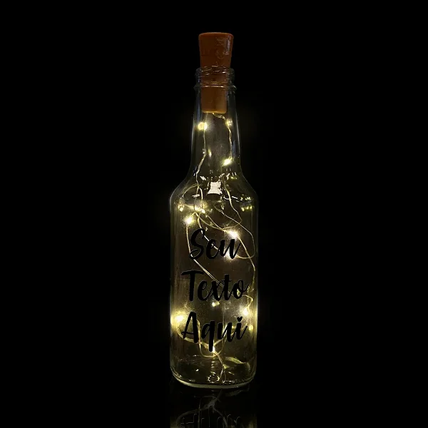 Garrafa Long Neck de Vidro com Rolha Led Personalizável - 01 Unidade - Rizzo Personalizado