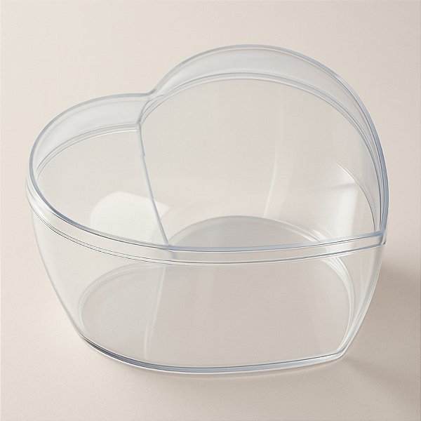 Caixa Acrilica Coração - Cristal - 16x15x9cm - 1 unidade - Rizzo - Rizzo