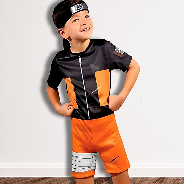 Fantasia Infantil Naruto - Conjunto com Macacão e Bandana - P de 3 a 4 anos - 1 unidade - Rizzo