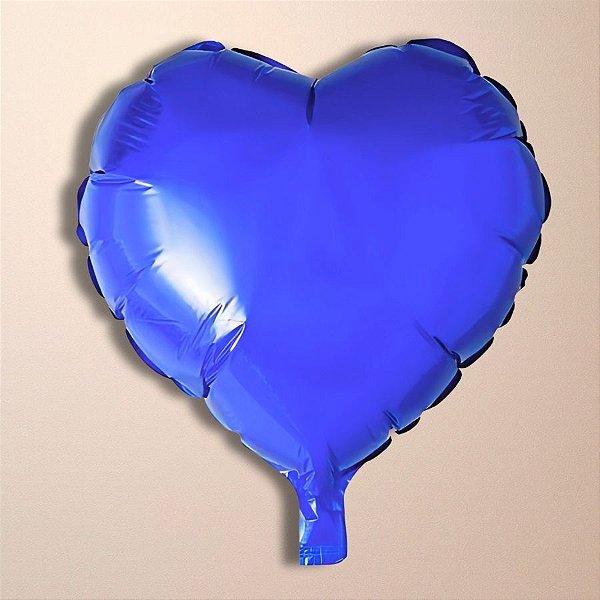 Balão De Festa Metalizado De Coração 10" 25cm - Azul Escuro - 50 unidades - Rizzo - Rizzo