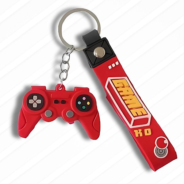 Chaveiro Emborrachado Controle De Video Game - Vermelho - 12cm - 1 unidade - Rizzo