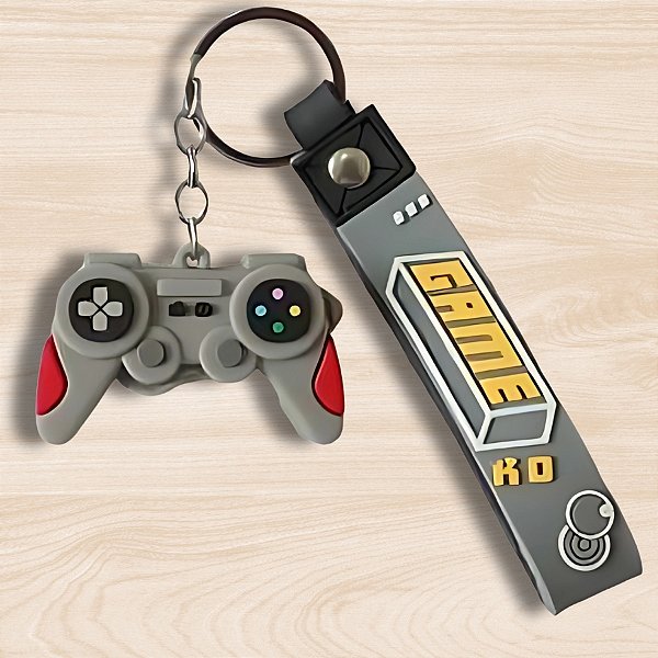 Chaveiro Emborrachado Controle De Video Game - Cinza - 12cm - 1 unidade - Rizzo