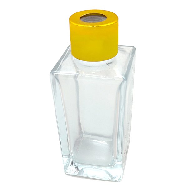 Frasco para Aromatizador e Difusor de Vidro - Retangular Transparente com Tampa Dourada - 50ml - 1 unidade - Rizzo