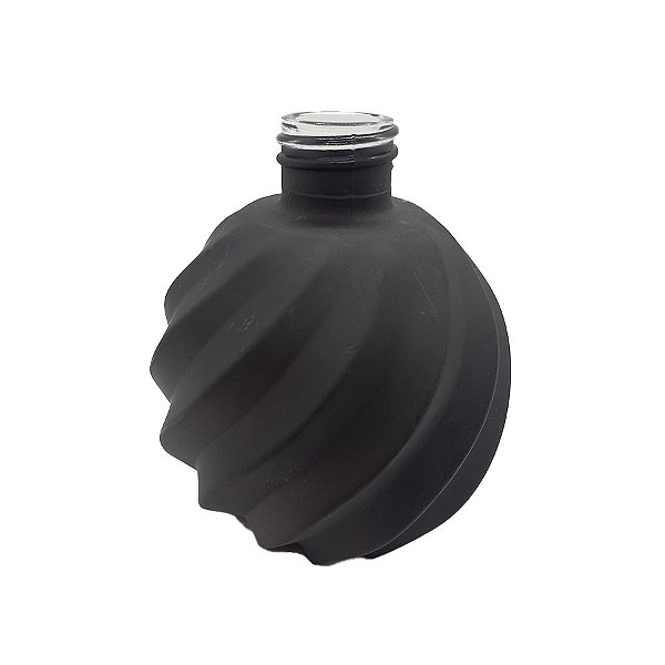 Frasco para Perfumaria de Vidro Redondo - Aspiral Preto Fosco - 270ml - 1 unidade - Rizzo