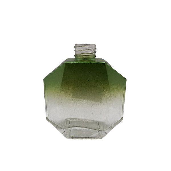 Frasco para Perfumaria de Vidro Retângular - Difusor Verde/Transparente Degradê - 180ml - 1 unidade - Rizzo