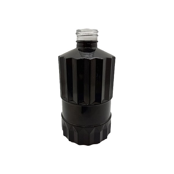 Frasco para Perfumaria de Vidro Cilíndrico - Lapidado Preto - 260ml - 1 unidade - Rizzo