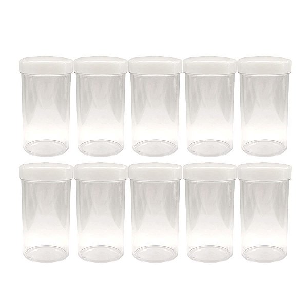 Frasco Plástico com Tampa Branca 70ml - 10 unidades - Rizzo