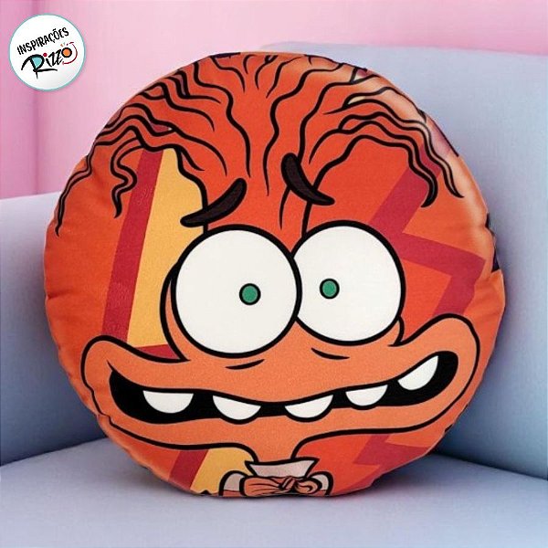 Almofada Redonda - Ansiedade e Medo - Divertidamente - 30x30cm - 1 unidade - Disney Original - Rizzo