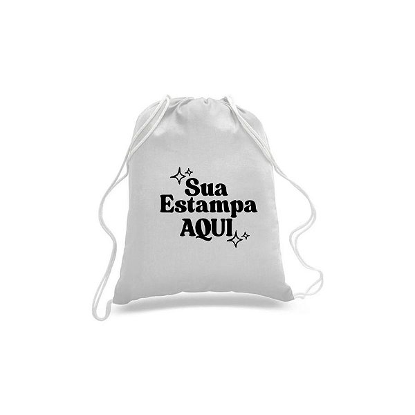 Mochila de Tecido com Corda Personalize com Sua Estampa - Branca - 21x27cm - 1 unidade - Rizzo