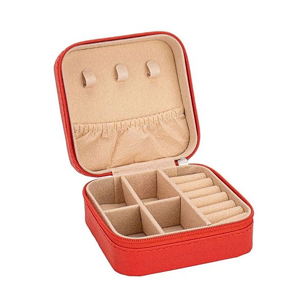 Mini Porta Jóias Portátil – Vermelho Claro - 1 unidade - Rizzo