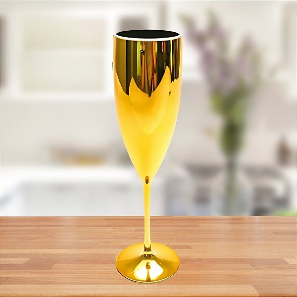 Taça champagne Metalizada Ouro - 20cm - 1 unidades - Rizzo