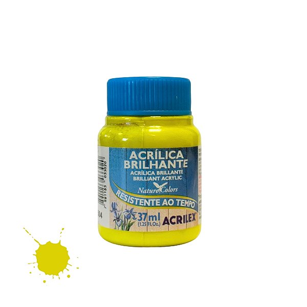 Tinta Acrílica Brilhante 37ml - Amarelo Limão - 1 unidade - Acrilex - Rizzo