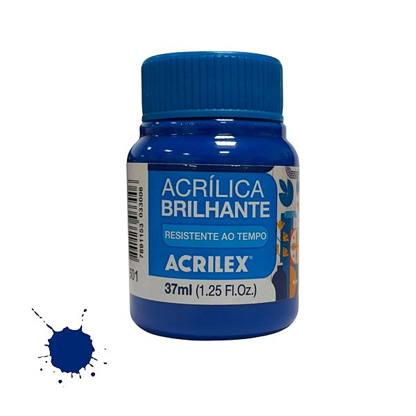 Tinta Acrílica Brilhante 37ml - Azul Turquesa - 1 unidade - Acrilex - Rizzo
