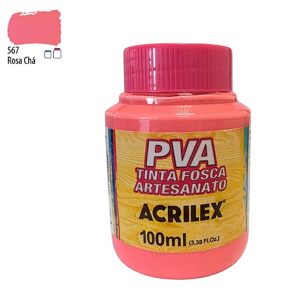 Tinta Fosca Artesanato PVA 100ml - Rosa Chá - 1 unidade - Acrilex - Rizzo