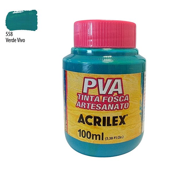 Tinta Fosca Artesanato PVA 100ml - Verde Vivo - 1 unidade - Acrilex - Rizzo