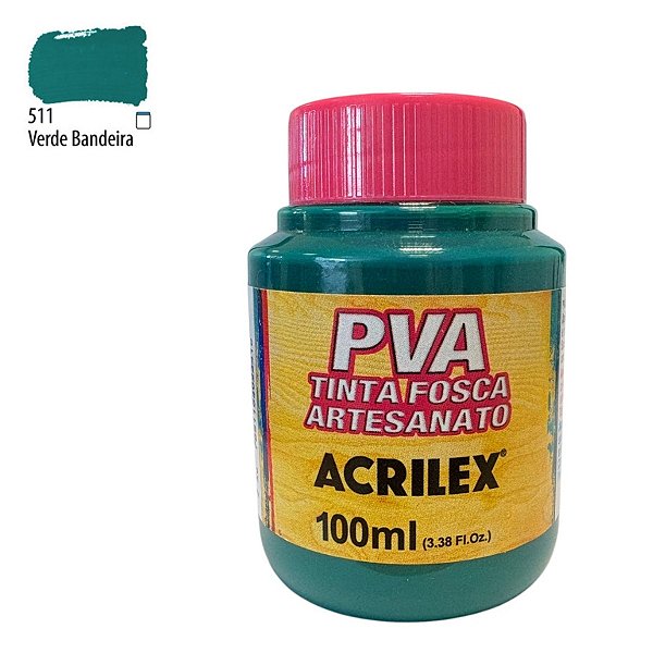 Tinta Fosca Artesanato PVA 100ml - Verde Bandeira - 1 unidade - Acrilex - Rizzo