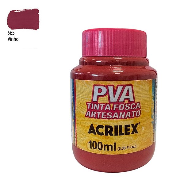 Tinta Fosca Artesanato PVA 100ml - Vinho - 1 unidade - Acrilex - Rizzo