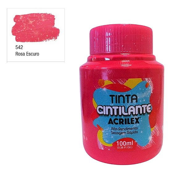 Tinta Cintilante Artesanato 100ml - Rosa Escuro - 1 unidade - Acrilex - Rizzo
