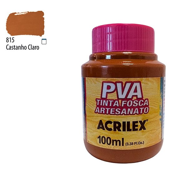Tinta Fosca Artesanato PVA 100ml - Castanho Claro - 1 unidade - Acrilex - Rizzo