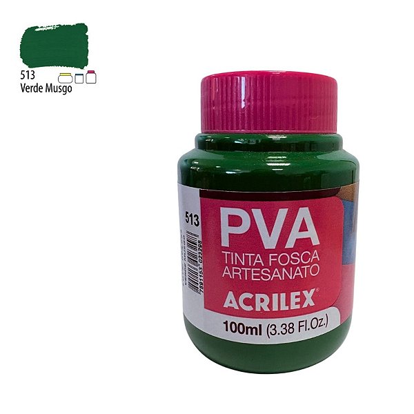 Tinta Fosca Artesanato PVA 100ml - Verde Musgo - 1 unidade - Acrilex - Rizzo