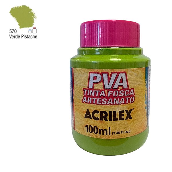 Tinta Fosca Artesanato PVA 100ml - Verde Pistache - 1 unidade - Acrilex - Rizzo