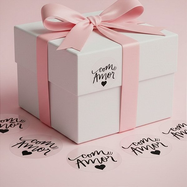 Adesivo Redondo Transparente "Com Amor" - 3x3cm - 30 unidades - Stickr - Rizzo