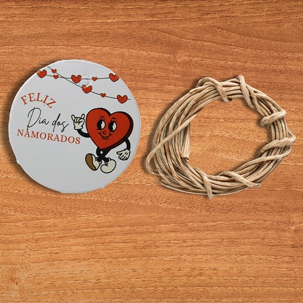 Tag Redonda "Feliz Dia Dos Namorados" Com Sisal - 5x5cm - 15 unidades - Stickr - Rizzo