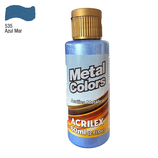 Tinta Acrílica Metal Colors 60ml - Azul Mar - 1 unidade - Acrilex - Rizzo