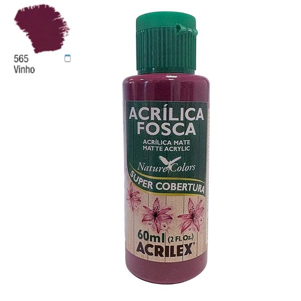 Tinta Acrílica Fosca 60ml - Vinho - 1 unidade - Acrilex - Rizzo
