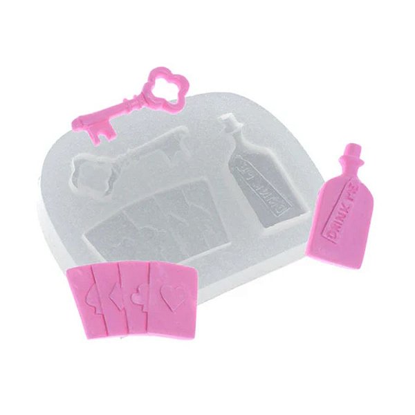 Molde de Silicone Garrafa, Baralho e Chave  - Ref. 449 - 1 unidade - Flexarte - Rizzo