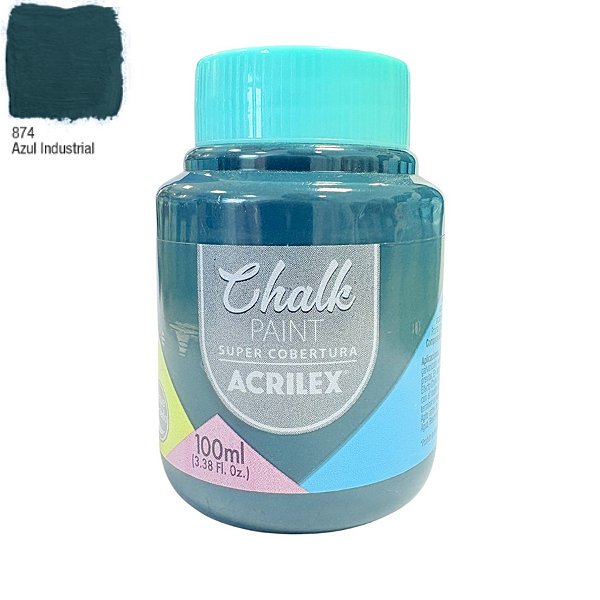 Tinta Chalk Paint 100ml - Azul Industrial - 1 unidade - Acrilex - Rizzo