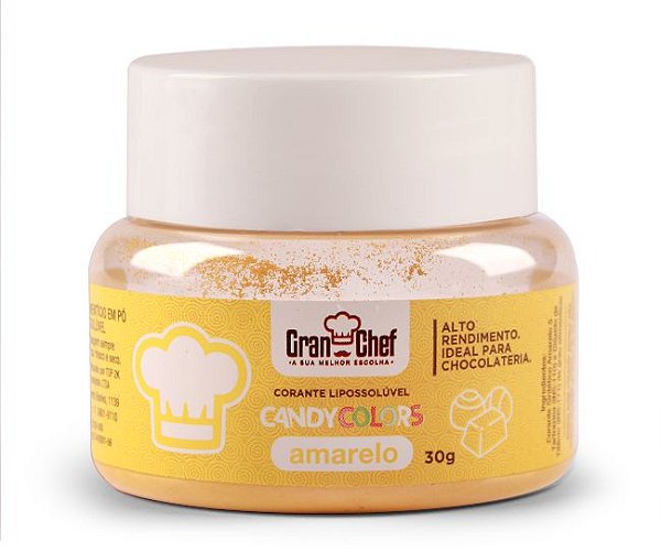 Corante em Pó Lipossolúvel Candy Colors Amarelo 30g Granchef