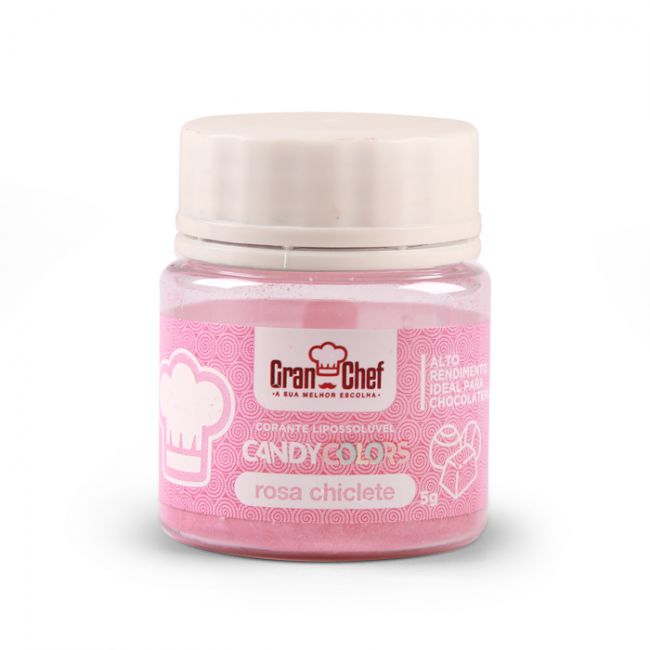 Corante em Pó Lipossolúvel Candy Colors Rosa Chiclete 5g Granchef Rizzo Confeitaria