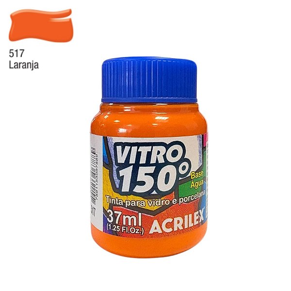 Tinta para Vidro e Porcelana 37ml - Vitro 150° - Laranja - 1 unidade - Acrilex - Rizzo