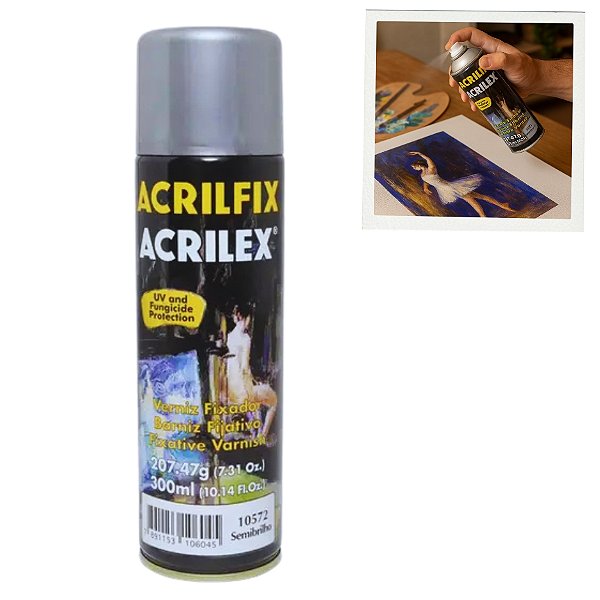 Spray Verniz Fixador Fosco - 300ml - 1 unidade - Acrilex - Rizzo