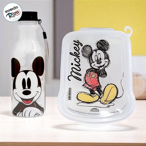Conjunto Sanduicheira e Garrafa - Mickey Mouse - Transparente - 1 unidade - Disney - Rizzo