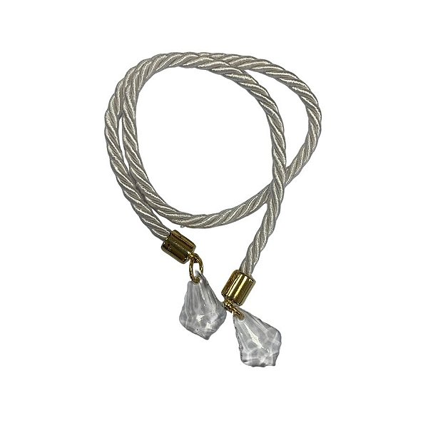 Cordão Decorativo Com Pingente Pião - Branco Com Ouro - 33,5cm - 1 unidade - Rizzo