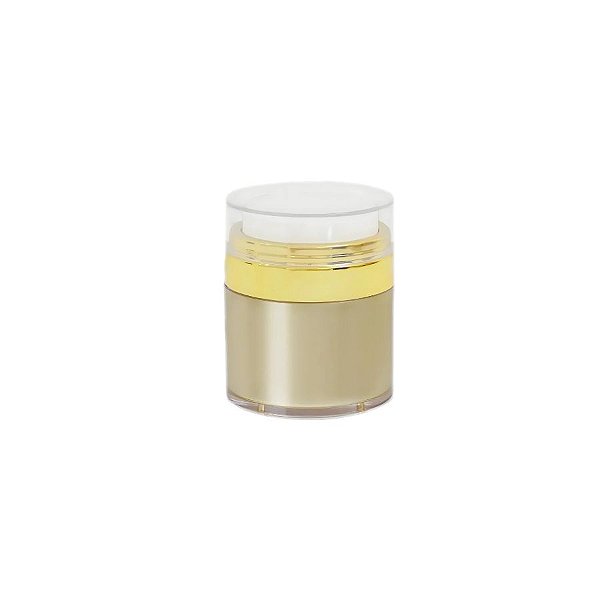 Pote Para Cosmético De Vidro Airless Cilíndrico - Ouro Fosco e Branco - 30g - 1 unidade - Rizzo