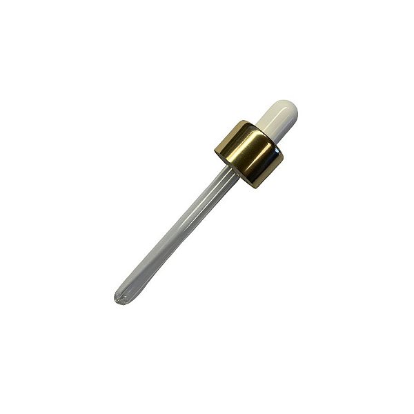 Conta Gotas Prime - Dourado e Branco - Rosca 18/410 - 10,3cm - 1 unidade - Rizzo