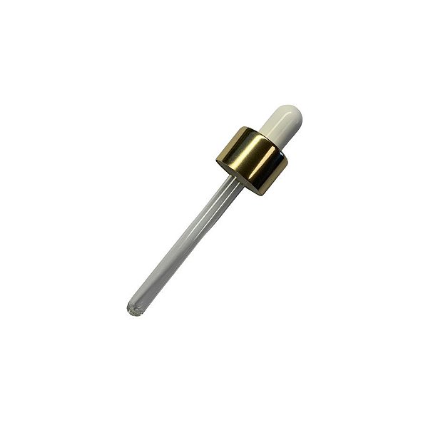 Conta Gotas Prime - Dourada e Branco - Rosca 18/410 - 9,9cm - 1 unidade - RizzoR1 M23 A5 P9