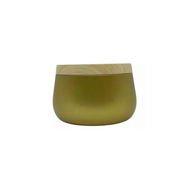 Lata de Metal com Tampa Estampa Madeira - Dourado - 120ml - 6,5x5cm - 1 unidade - Rizzo