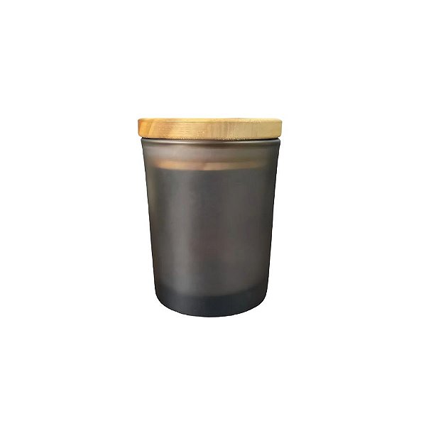 Pote de Vidro para Vela com Tampa de Madeira com Vedação - Cinza - 60ml - 4x6cm - 1 unidade - Rizzo