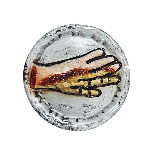 Enfeite Decorativo De Halloween - Bandeja Com Mão Queimada - 29x29cm - 1 unidade - Rizzo