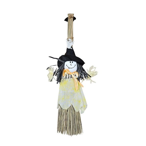 Enfeite Decorativo De Halloween - Vassoura De Bruxa - 60x25cm - 1 unidade - Rizzo
