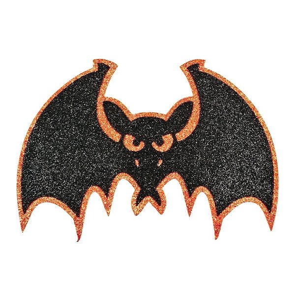 Enfeite Decorativo De Halloween Com Glitter - Morcego - Laranja - 24x17cm - 1 unidade - Rizzo