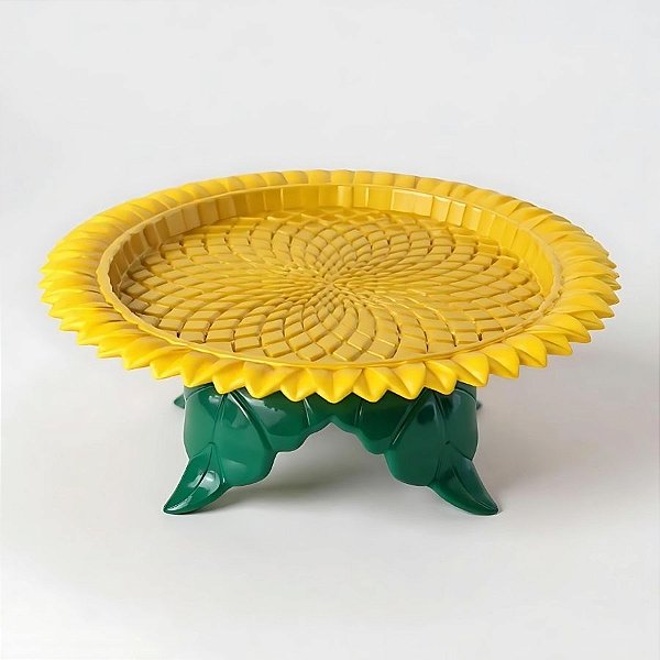 Boleira Girassol com Base - Amarelo - 25,5x7x25,5cm - 1 unidades - Só Boleiras - Rizzo