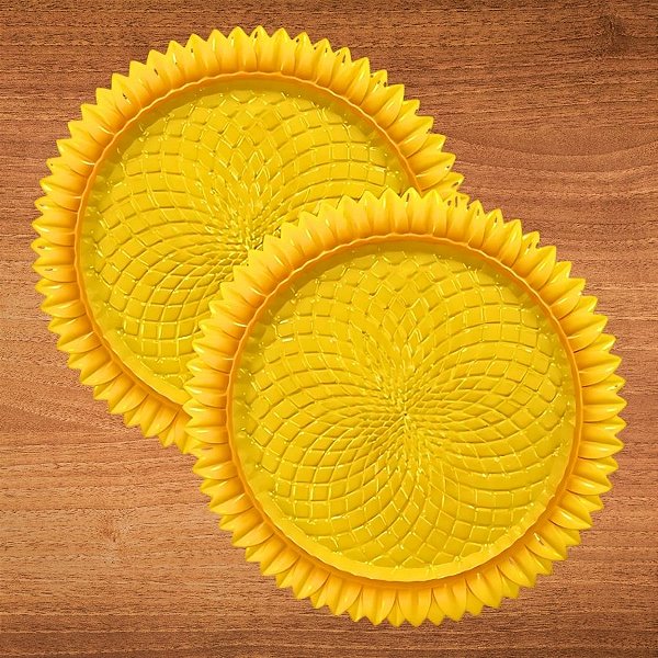 Bandeja Decorativa Girassol - Amarelo - 25,5x25,5cm - 1 unidades - Só Boleiras - Rizzo