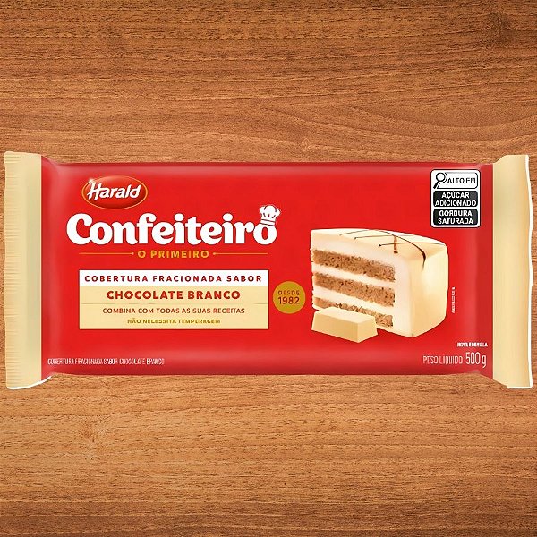 Cobertura em Barra Fracionada Chocolate Branco Confeiteiro - 500g - 1 unidades - Harald - Rizzo