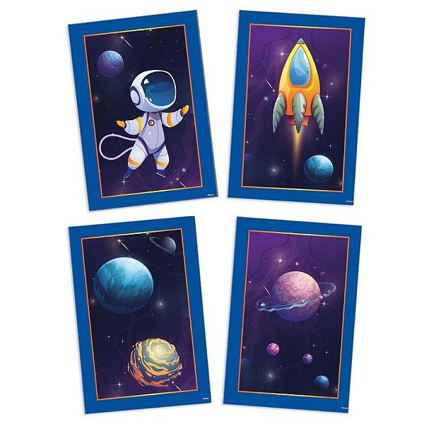Quadros Decorativos - Espaço - 21x31cm - 4 unidades - Rizzo