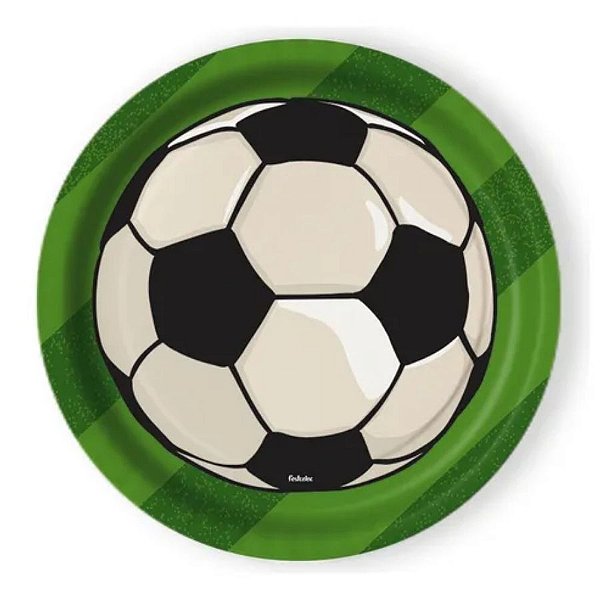 Prato de Papel Redondo - Futebol - 18,5x18,5cm - 8 unidades - Rizzo